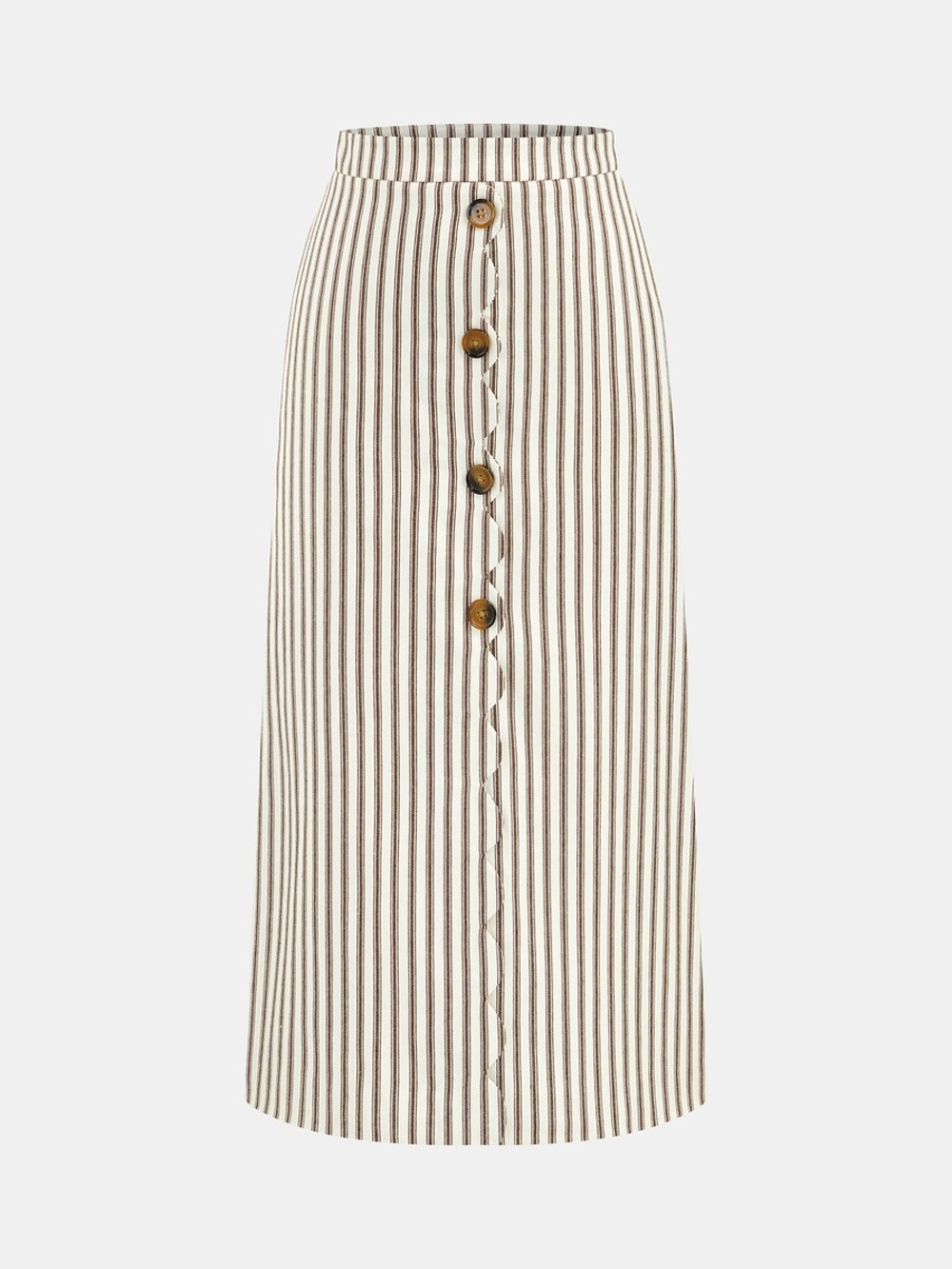 Commense Cream and Brown Striped Two-Piece Skirt Set - Picture 5 of 8